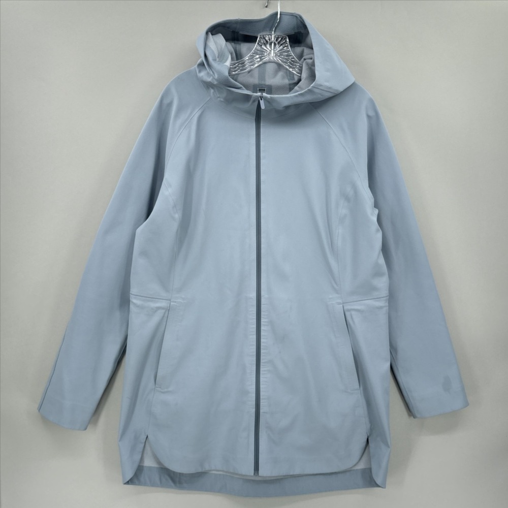 Lululemon Jacket Womens 12 Blue Hooded Softshell Windbreaker Glyde Along